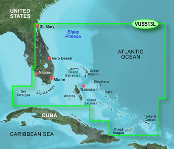 Garmin Bluechart G3 Vision VUS513L Jacksonville to Bahamas