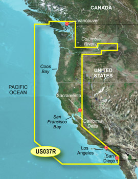 Garmin Bluechart G3 Vision Vancouver to San Diego Chart - VUS037R