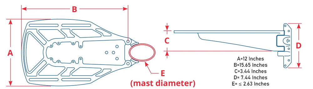 Seaview Mast Mount for 24 Inch Radomes