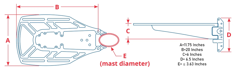 Seaview Mast Mount for 24 Inch Radomes